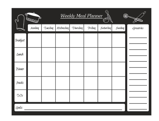 Calendario semanal magnético del planificador de la comida del borrado seco para el refrigerador
