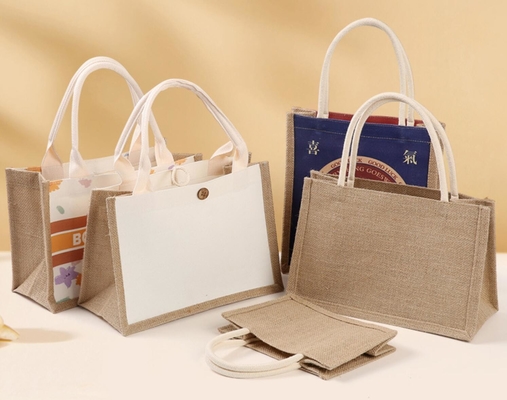 La Navidad personalizada de Tote Jute Bags Custom Printing de la arpillera con las manijas