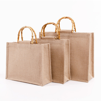 El yute hecho a mano natural empaqueta los bolsos de Tote Eco Friendly Hessian Shopping