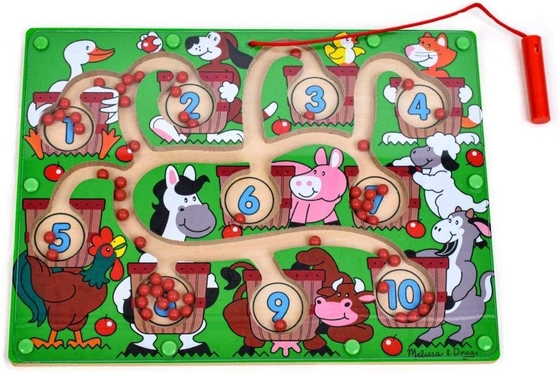 Rompecabezas magnético Maze Toys Bead Board Game del número de madera de los niños