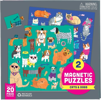 Rompecabezas magnético 6,5 x 6,5&quot; de los perros de los gatos multicolor